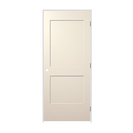 Codel Doors 34" x 80" x 1-3/8" Primed 2-Panel Monroe Molded Hollow Core 4-9/16" LH Prehung Door w/Black Hinges 2168MHCMONLH1D4916